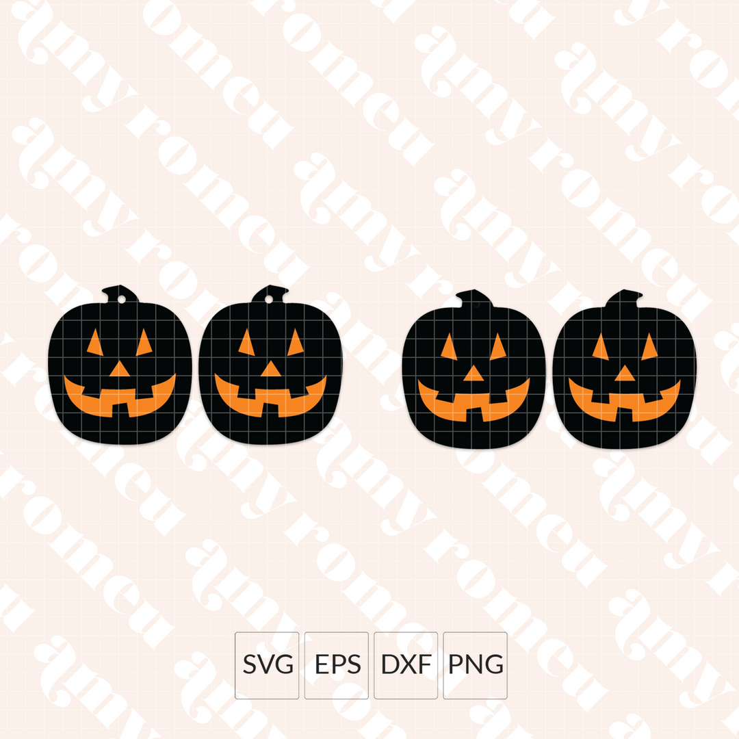 Jack O'Lantern Pumpkin Face Earrings SVG