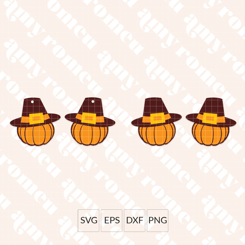 Pumpkin and Pilgrim Hat Thanksgiving Earrings SVG