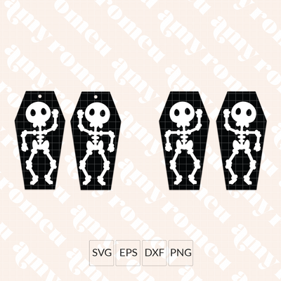 Skeleton Coffin Earrings SVG