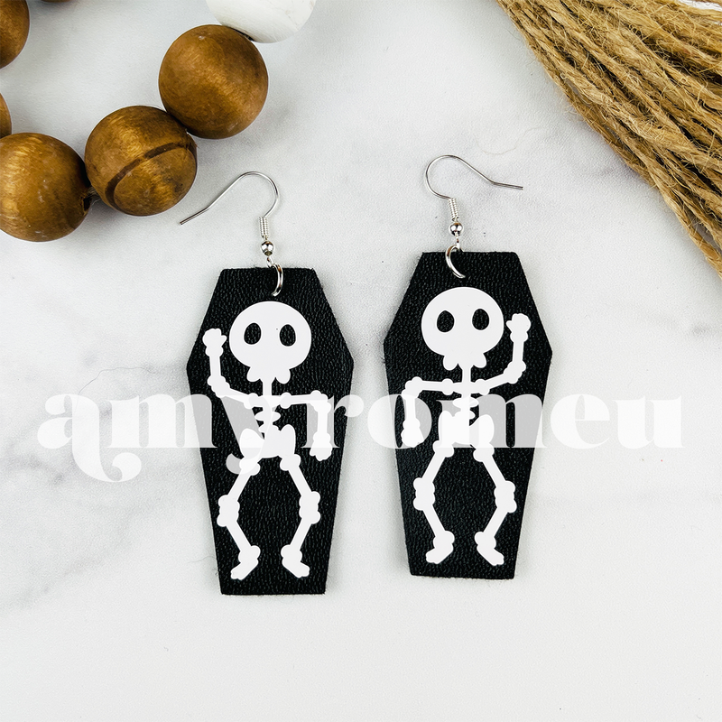 Skeleton Coffin Earrings SVG