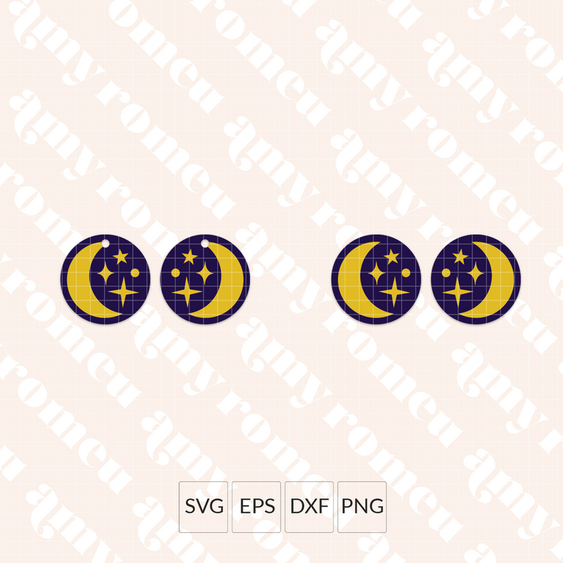 Moon and Stars Earring SVG
