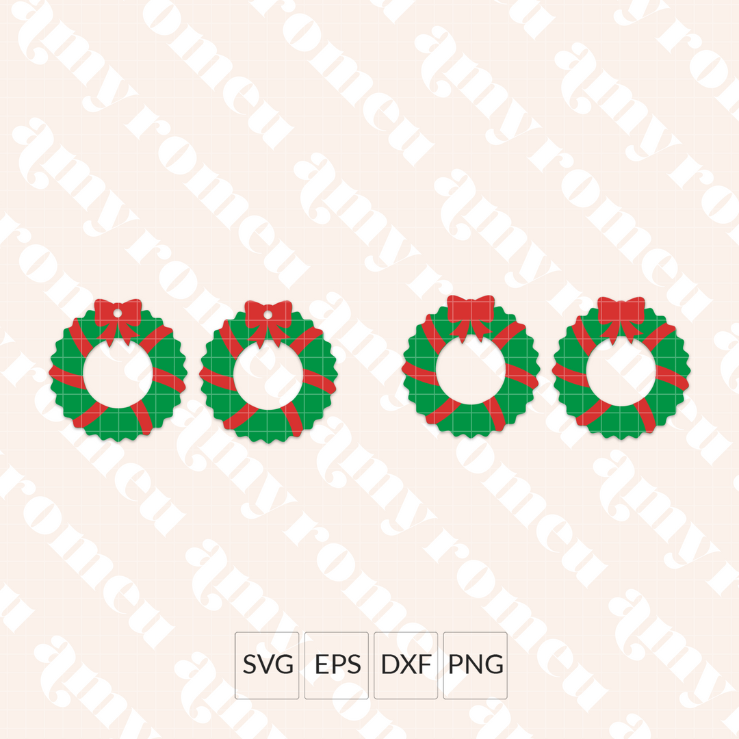 Christmas Wreath Earrings SVG