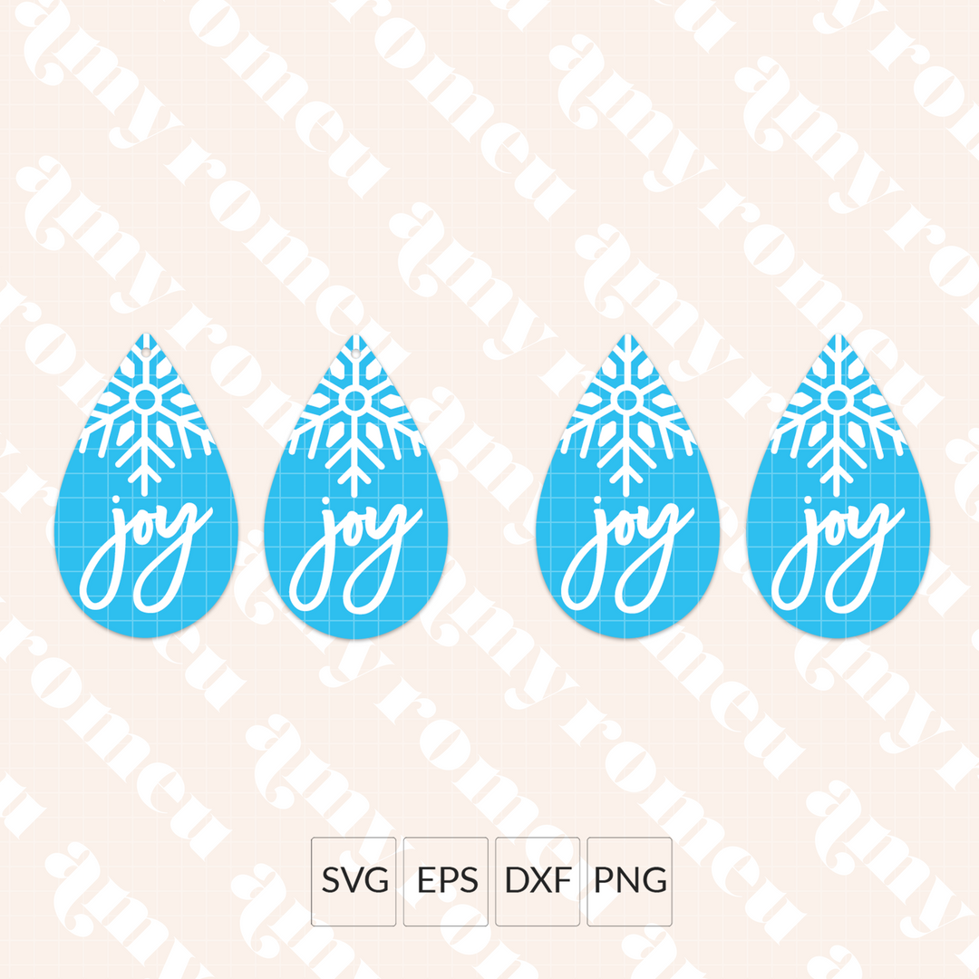 Joy Snowflake Faux Leather Teardrop Earrings SVG