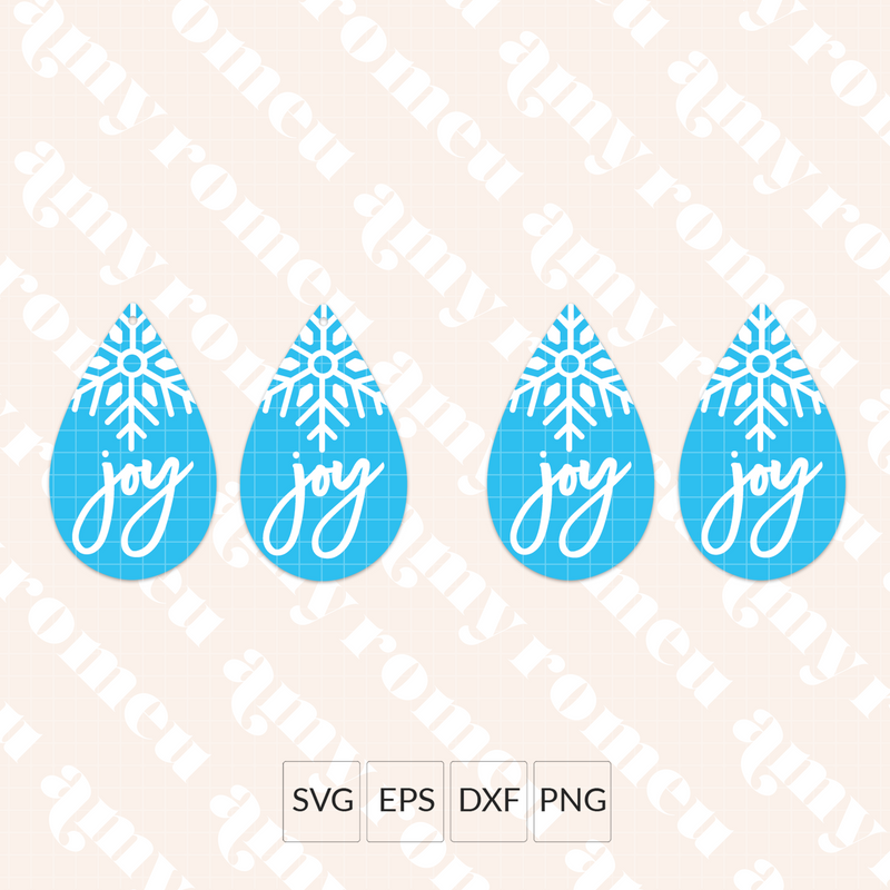 Joy Snowflake Teardrop Earrings SVG
