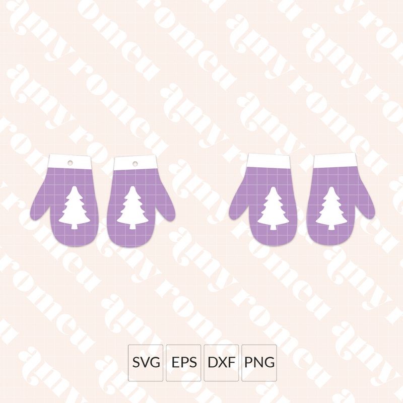 Mitten with Trees Earrings SVG