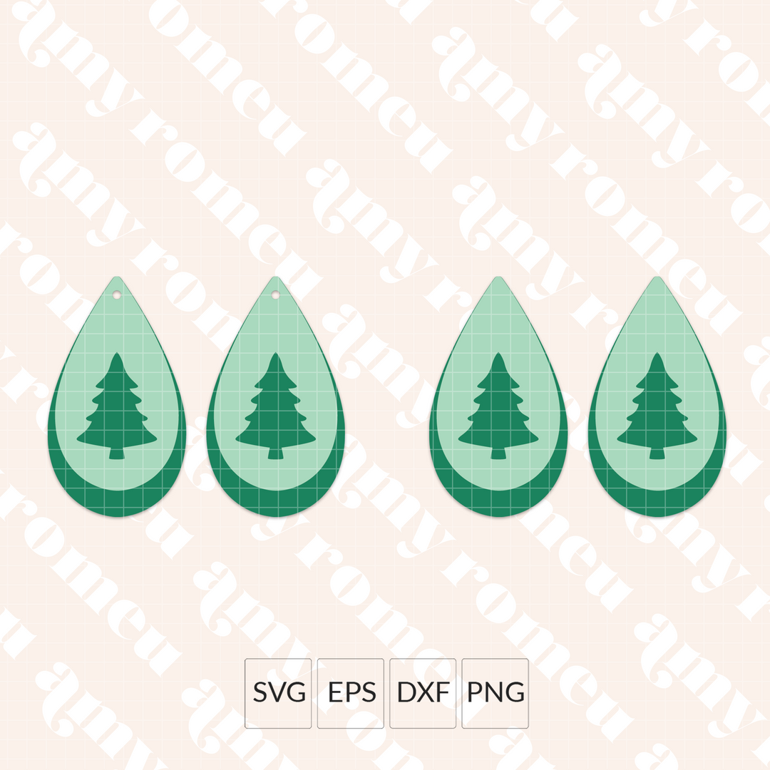 Cutout Christmas Tree Teardrop Earrings SVG