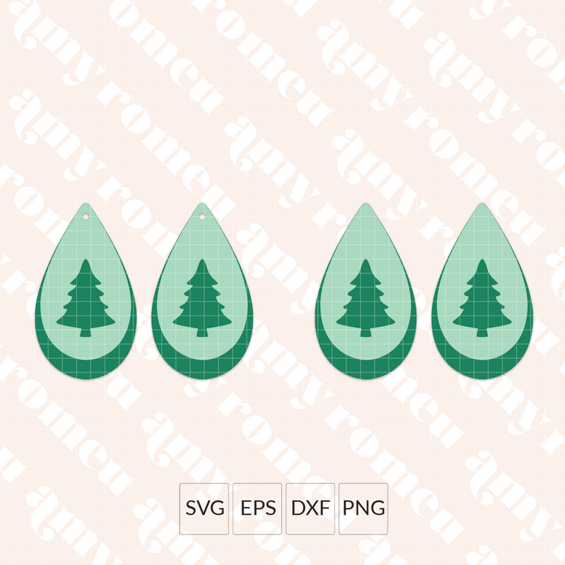 Cutout Christmas Tree Teardrop Earrings SVG