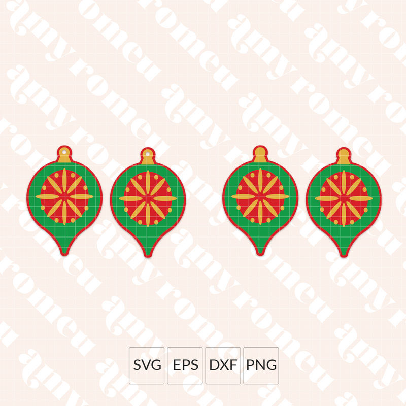Vintage Christmas Ornament Earrings SVG