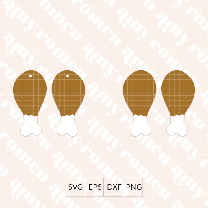 Turkey Leg Faux Leather Earrings SVG