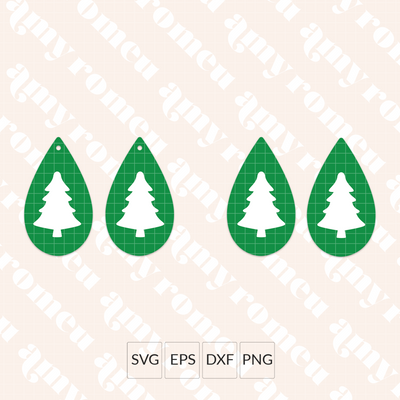 Christmas Tree Teardrop Earrings SVG