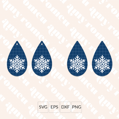 Snowflake Teardrop Earrings SVG