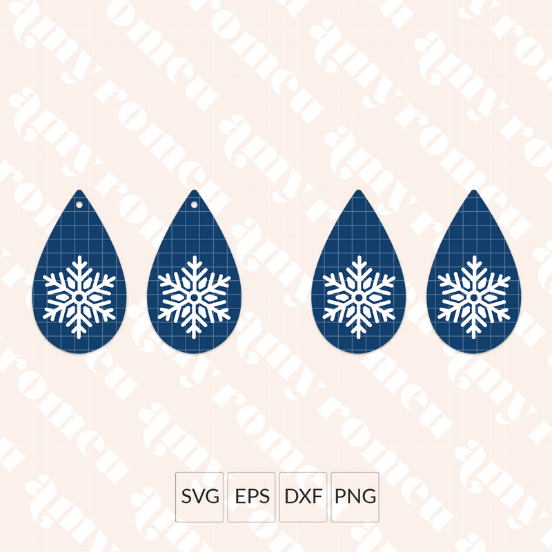 Snowflake Teardrop Earrings SVG