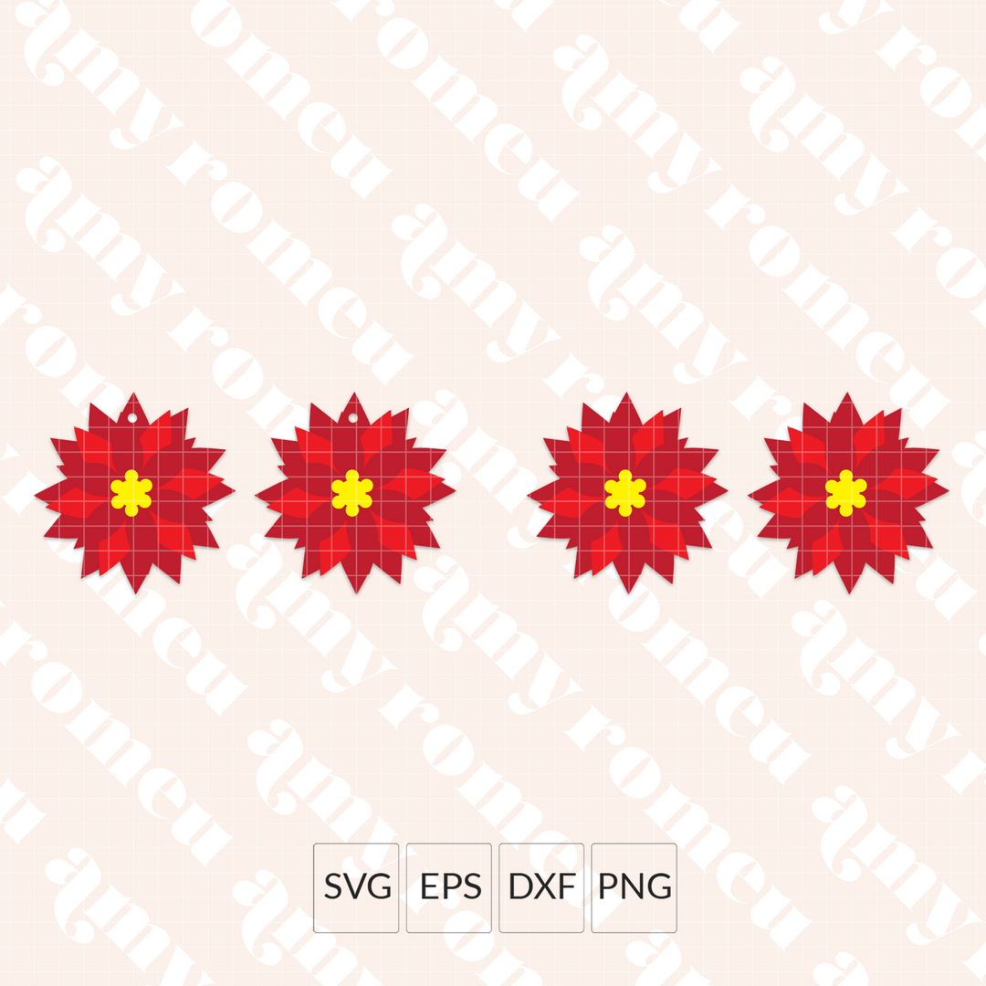 Poinsettia Earrings SVG