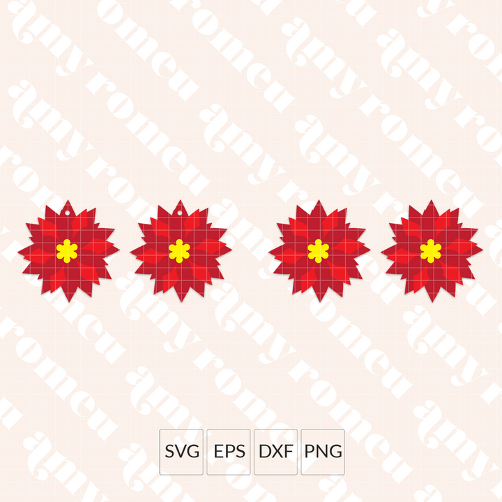 Poinsettia Earrings SVG