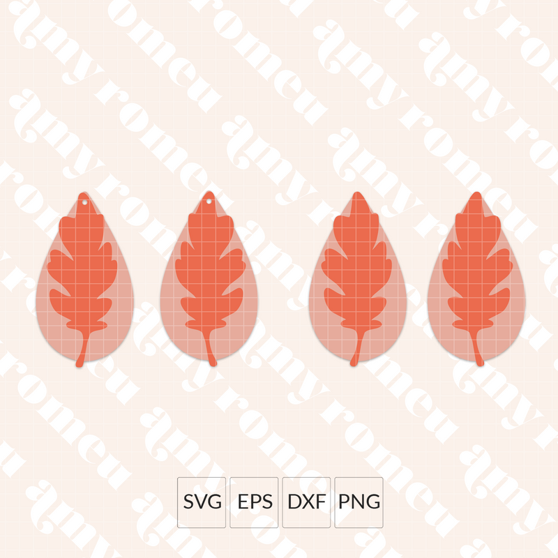 Large Leaf Teardrop Earrings SVG
