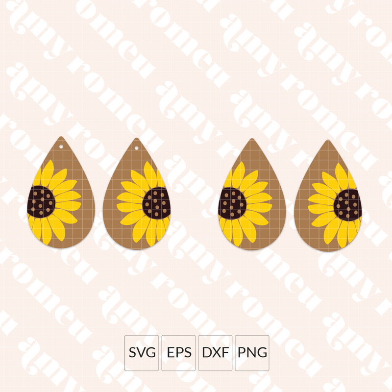 Sunflower Teardrop Earrings SVG
