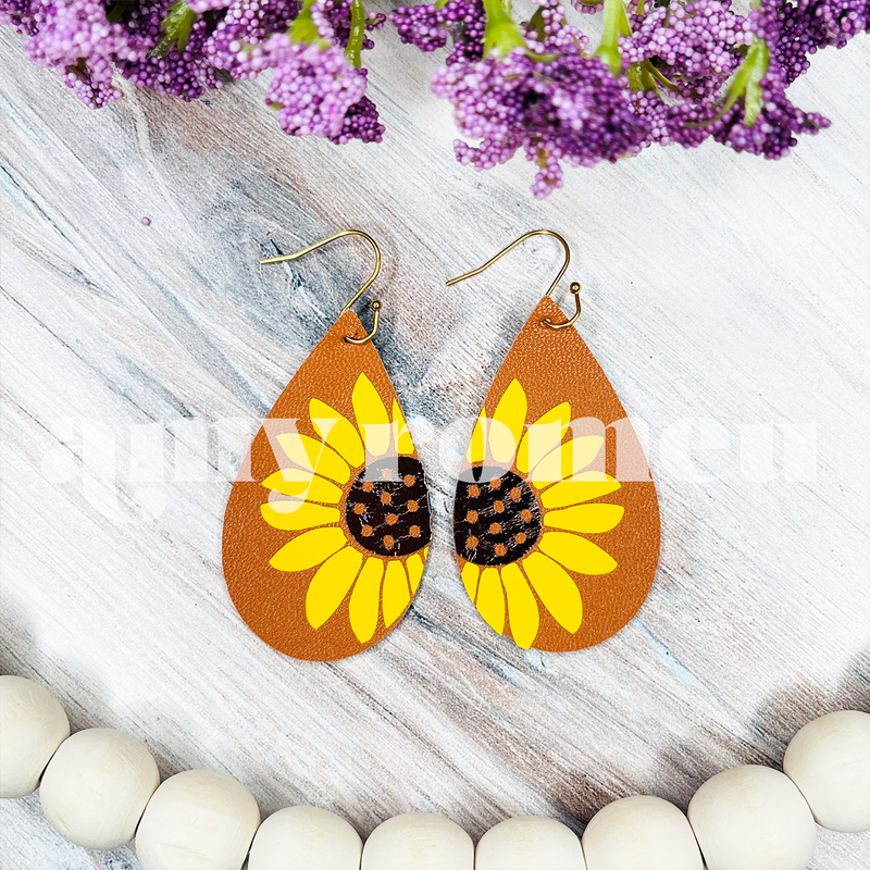 Sunflower Teardrop Earrings SVG