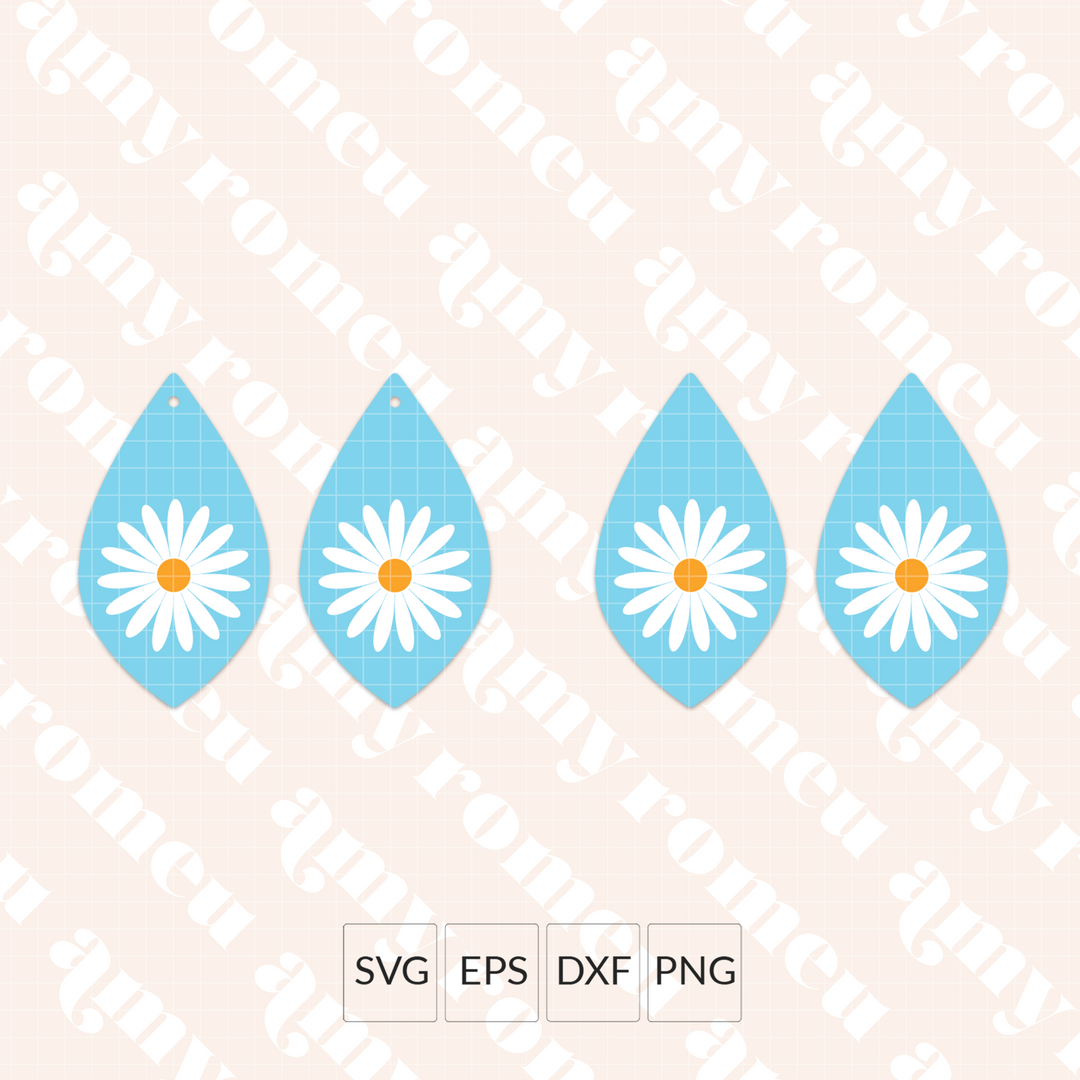 Daisy Petal Faux Leather Earrings SVG