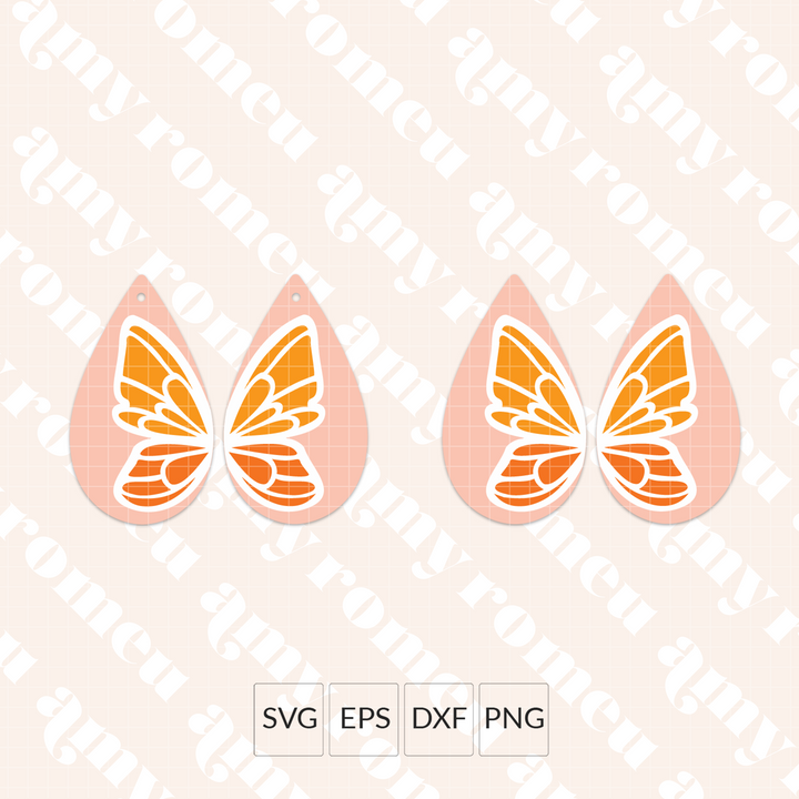 Butterfly Teardrop Faux Leather Earrings SVG