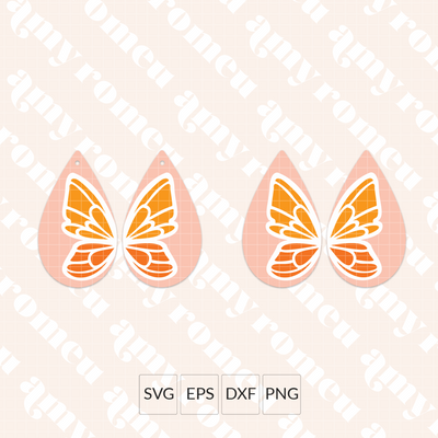 Butterfly Teardrop Earrings SVG