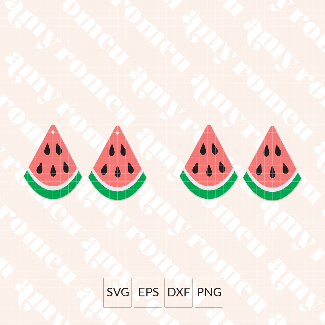 Watermelon Slice Faux Leather Earrings SVG