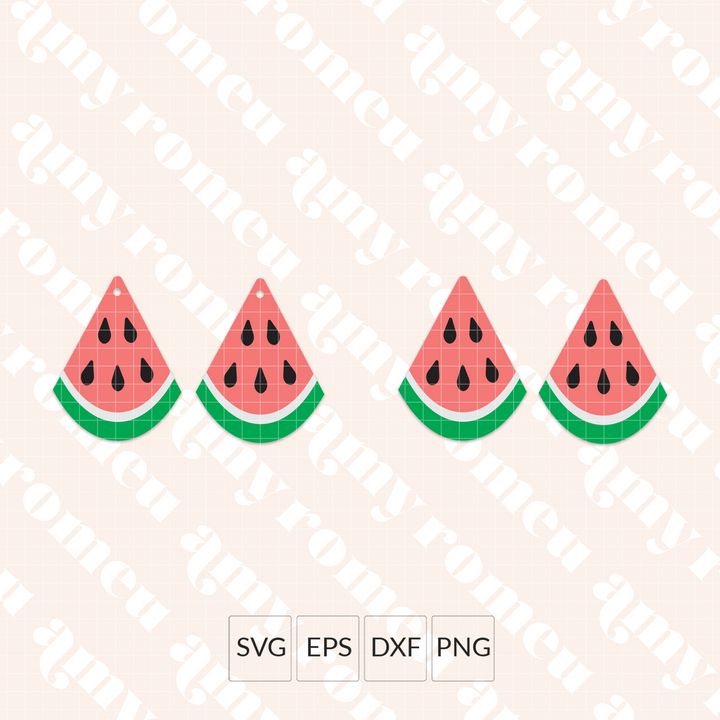 Watermelon Slice Faux Leather Earrings SVG