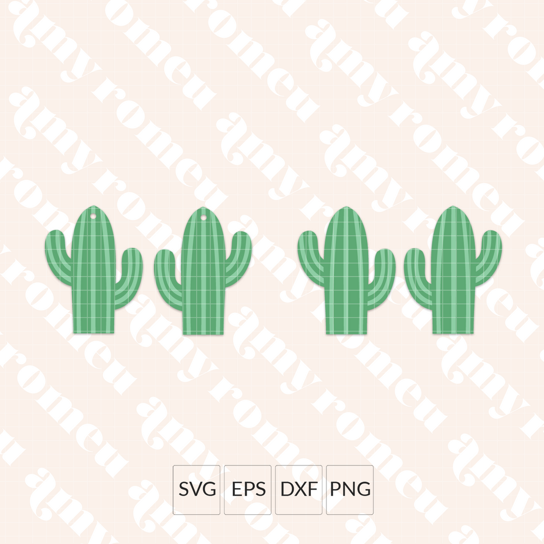 Cactus Faux Leather Earrings SVG