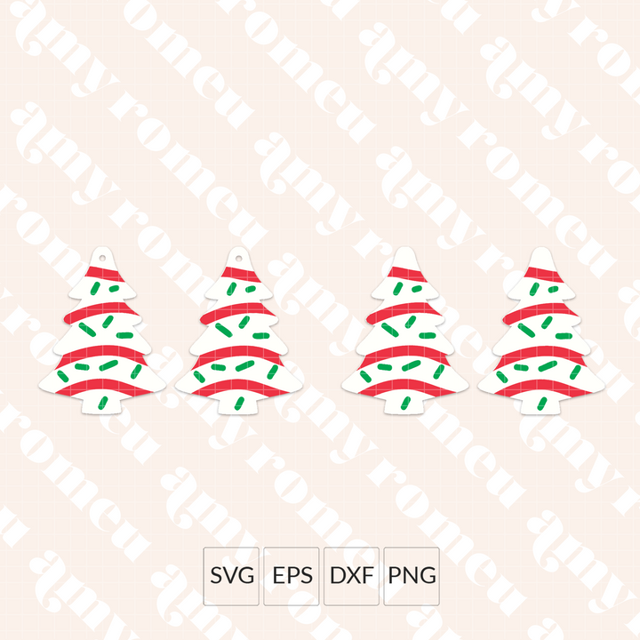 Christmas Tree Cake Earrings SVG