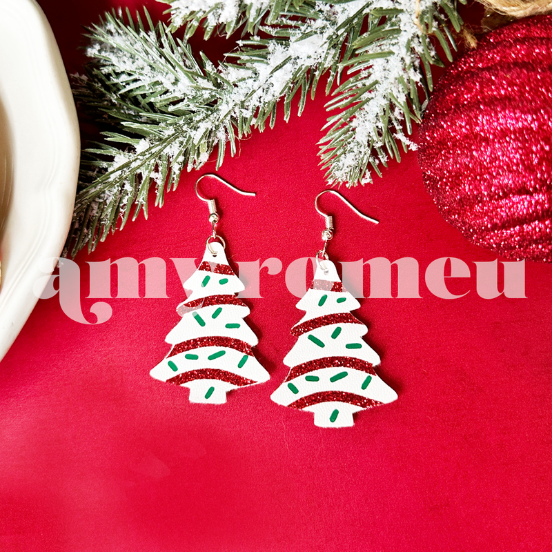 Christmas Tree Cake Earrings SVG