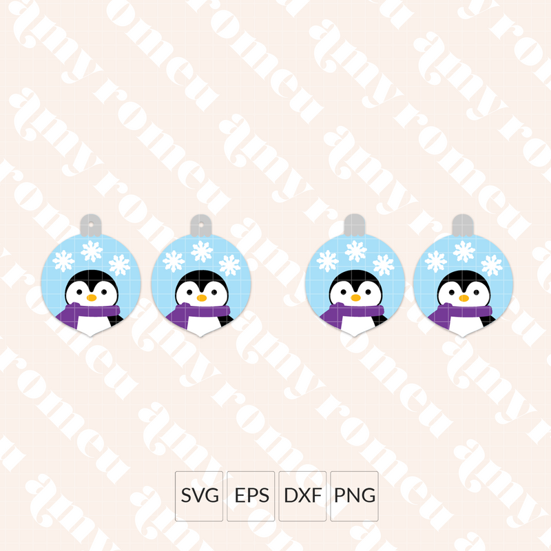Penguin Ornament Earrings SVG