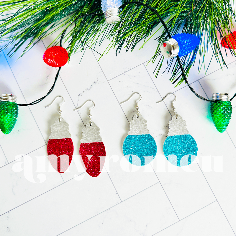 Christmas Tree Light Bulb Earrings SVG