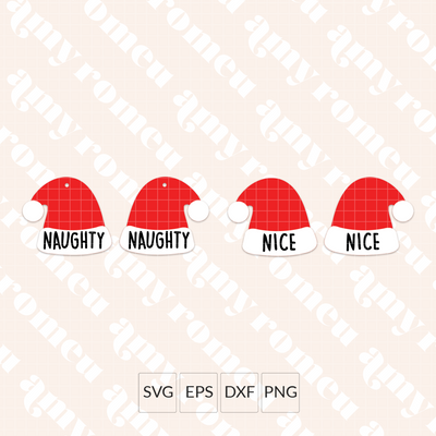 Naughty & Nice Santa Hat Earrings SVG