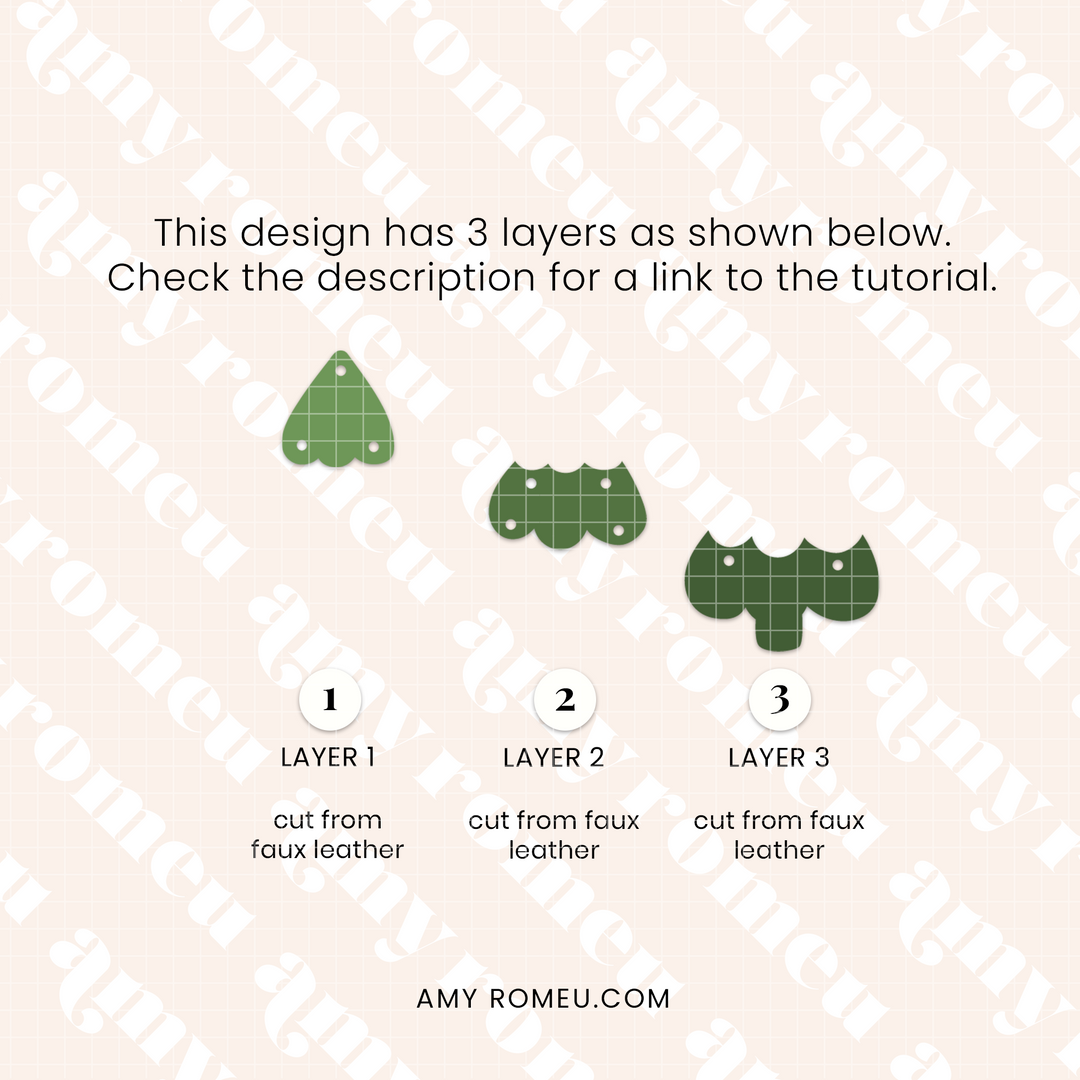 Connected Christmas Tree Faux Leather Earrings SVG