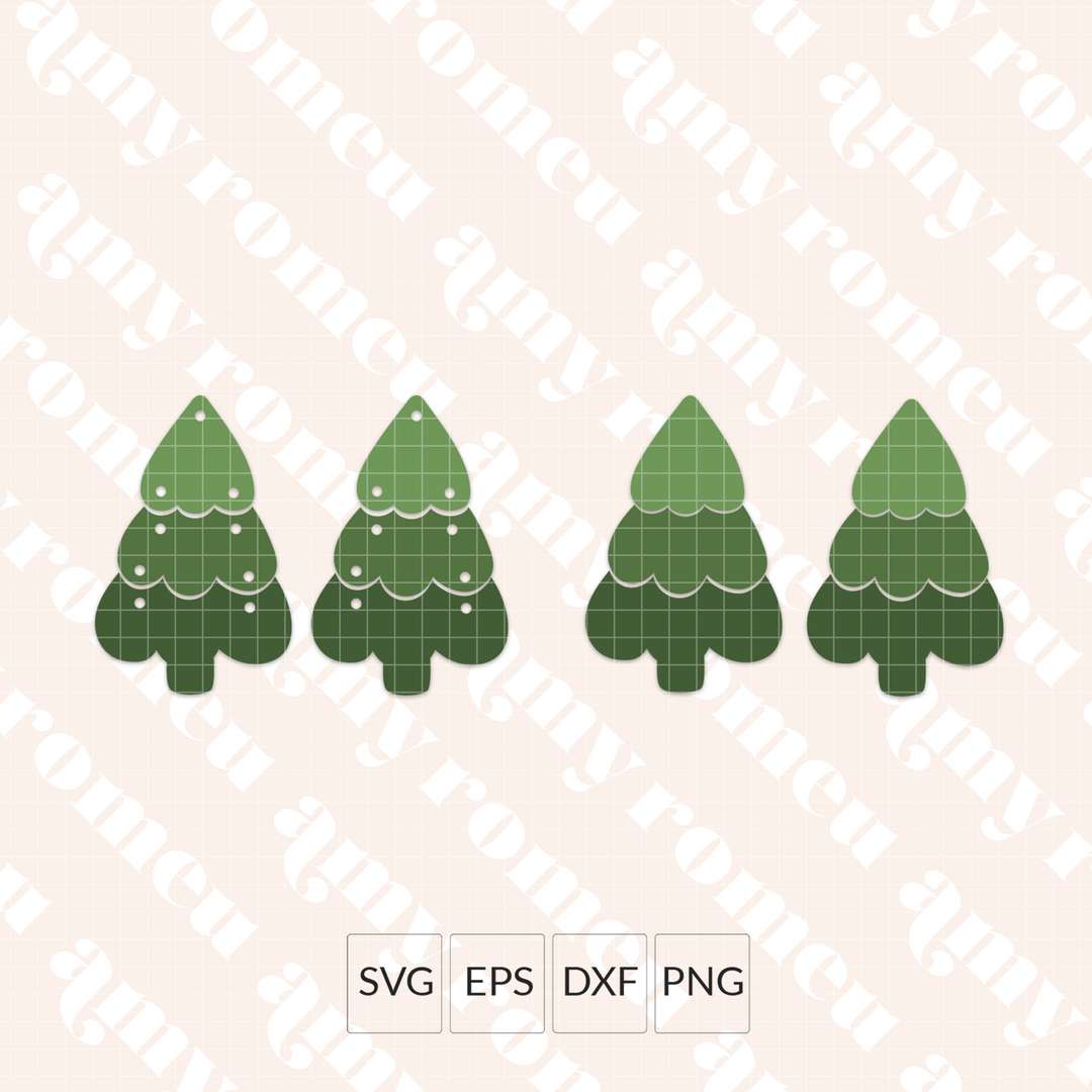 Connected Christmas Tree Faux Leather Earrings SVG