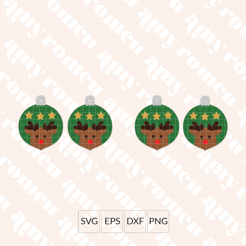 Reindeer Ornament Earrings SVG