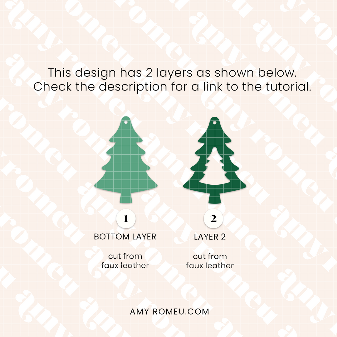 Cutout Christmas Tree Faux Leather Earrings SVG