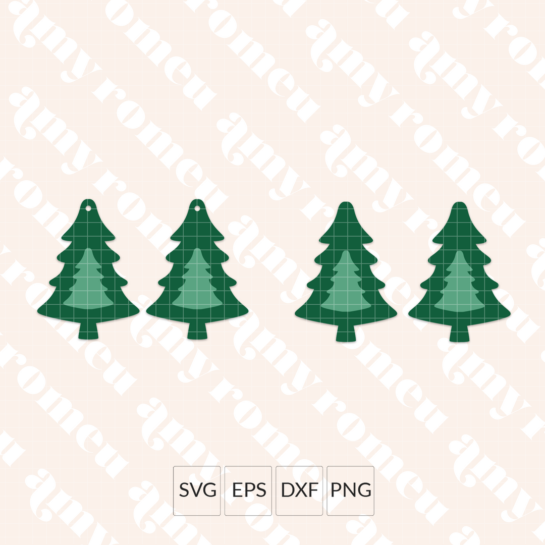 Cutout Christmas Tree Faux Leather Earrings SVG