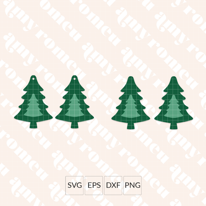 Cutout Christmas Tree Faux Leather Earrings SVG