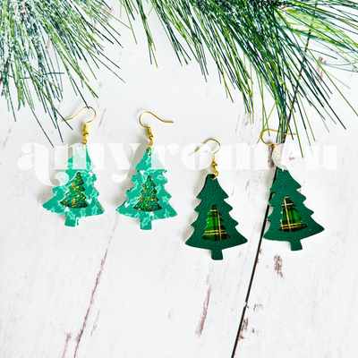 Cutout Christmas Tree Earrings SVG