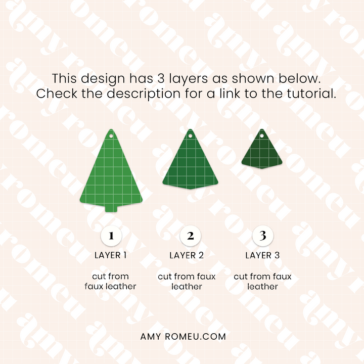 Layered Christmas Tree Faux Leather Earrings SVG