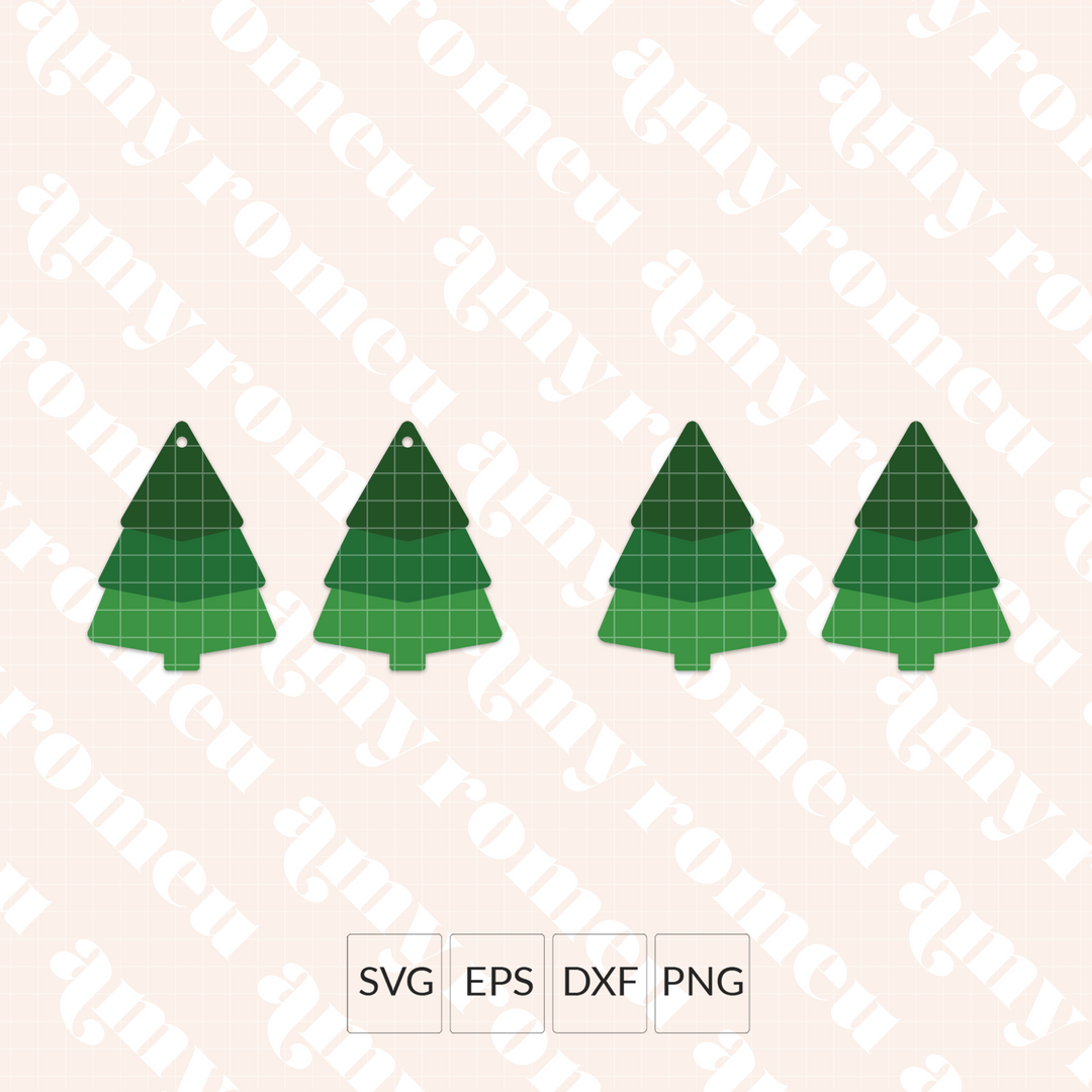 Layered Christmas Tree Faux Leather Earrings SVG