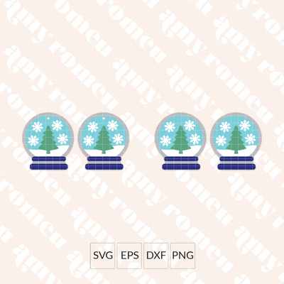 Snowy Tree Snow Globe Earrings SVG