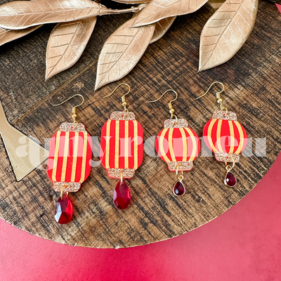 Chinese Lantern Earrings for Lunar New Year Set of 2 SVGs