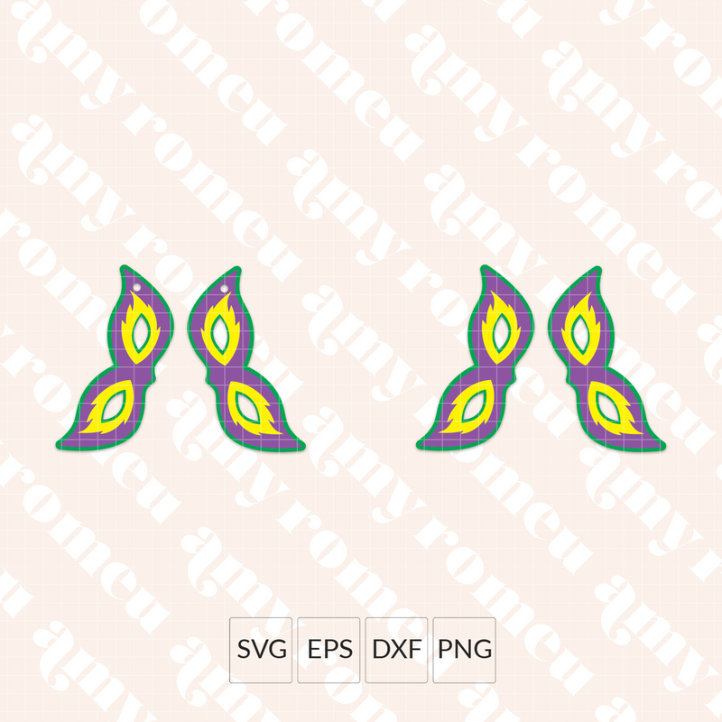 Mardi Gras Mask Earrings SVG