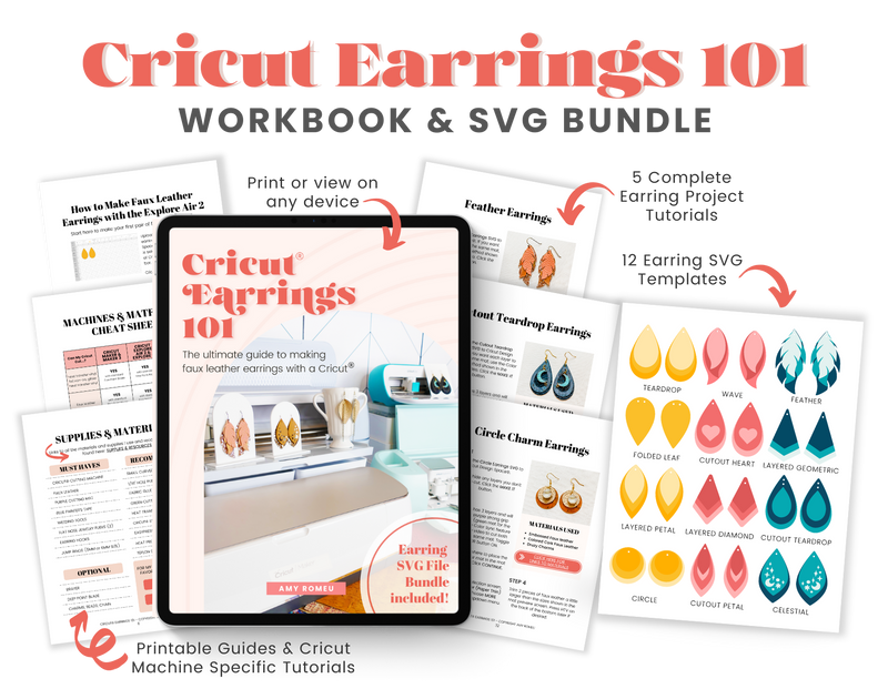 Cricut Earrings 101 Workbook and Earring Template Bundle