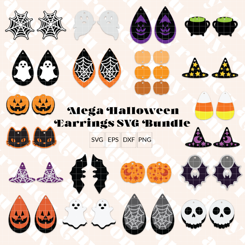 Mega Halloween Earrings SVG Bundle