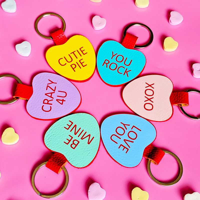 25 Candy Heart Keychain Sayings Mega SVG File Bundle